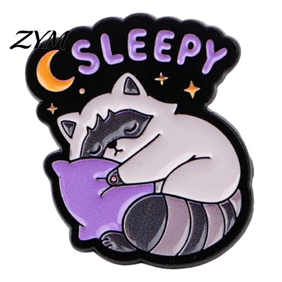 Raccoon Enamel Pins Cartoon Brooch Pin, Animal Decorative Badge, Alloy Pin Lapel for Jackets Backpacks Hats Scarves