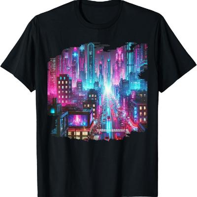 Cyberpunk Synthwave, Retro Outrun, Straßen T-Shirt