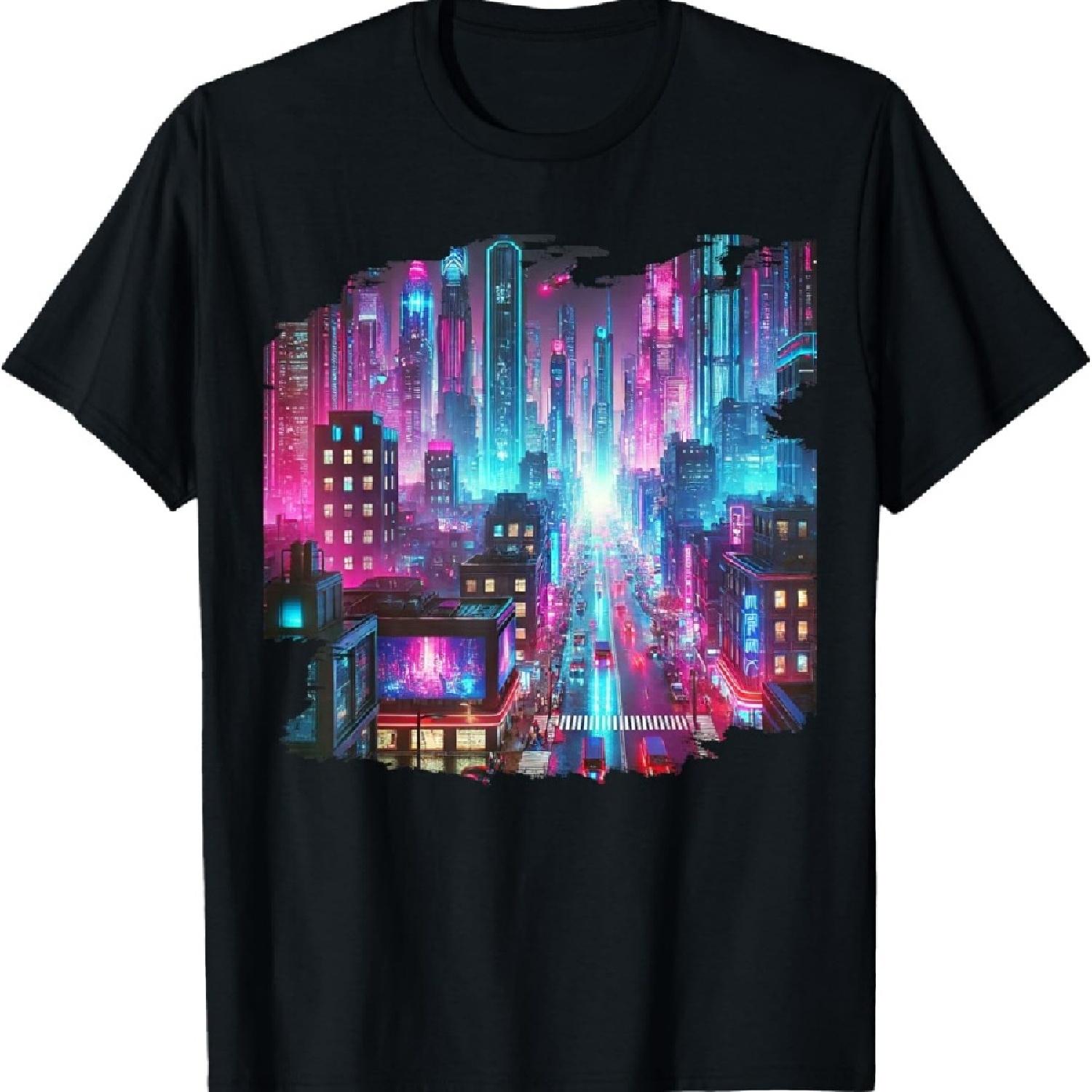 

Cyberpunk Synthwave, Retro Outrun, Streets T-Shirt XXXXXL чорний