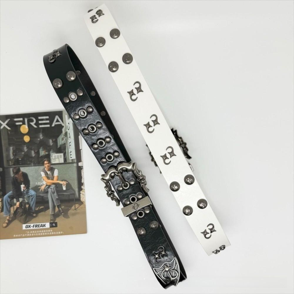 Y2K Gothic Belt Adjustable Rivet Waist Belt Versatile Punk Belt Unisex