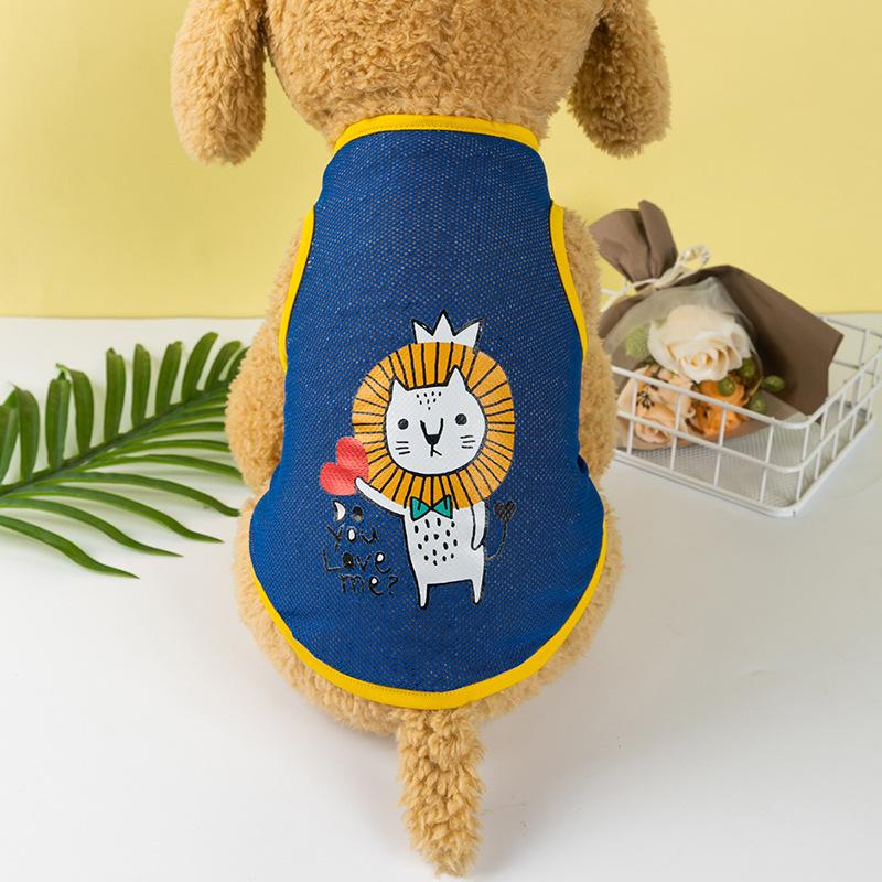 Cute Cartoon Pet Dog ClothesSummer Thin Mesh Dog Cat Vest Cat Teddy Pomeranian Pet Puppy Breathable Cool Clothing Dog Costume