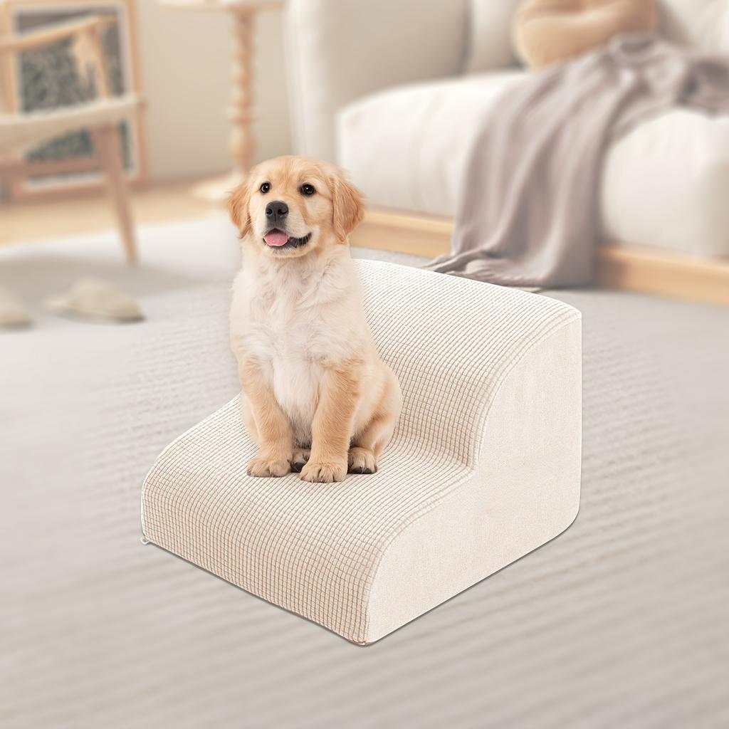 Orthopedic Dog Steps with Removable Covers -  2/3/4 Tier Pet Stairs, Non-Slip Diamond Treads & Eco-PU Padding