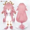 High Quality Anime Yae Miko Cosplay Wig 85cm Long Pink Women Wigs Heat Resistant Synthetic Hair Halloween Party Wig + Wig Cap