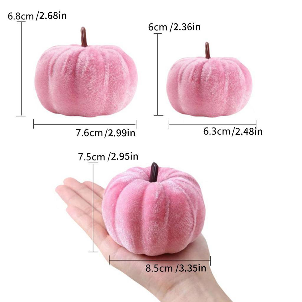 3Pcs Velvety Pumpkin Decoration Artificial Pumpkins For Halloween Christmas Thanksgiving Indoor and Outdoor Decoration
