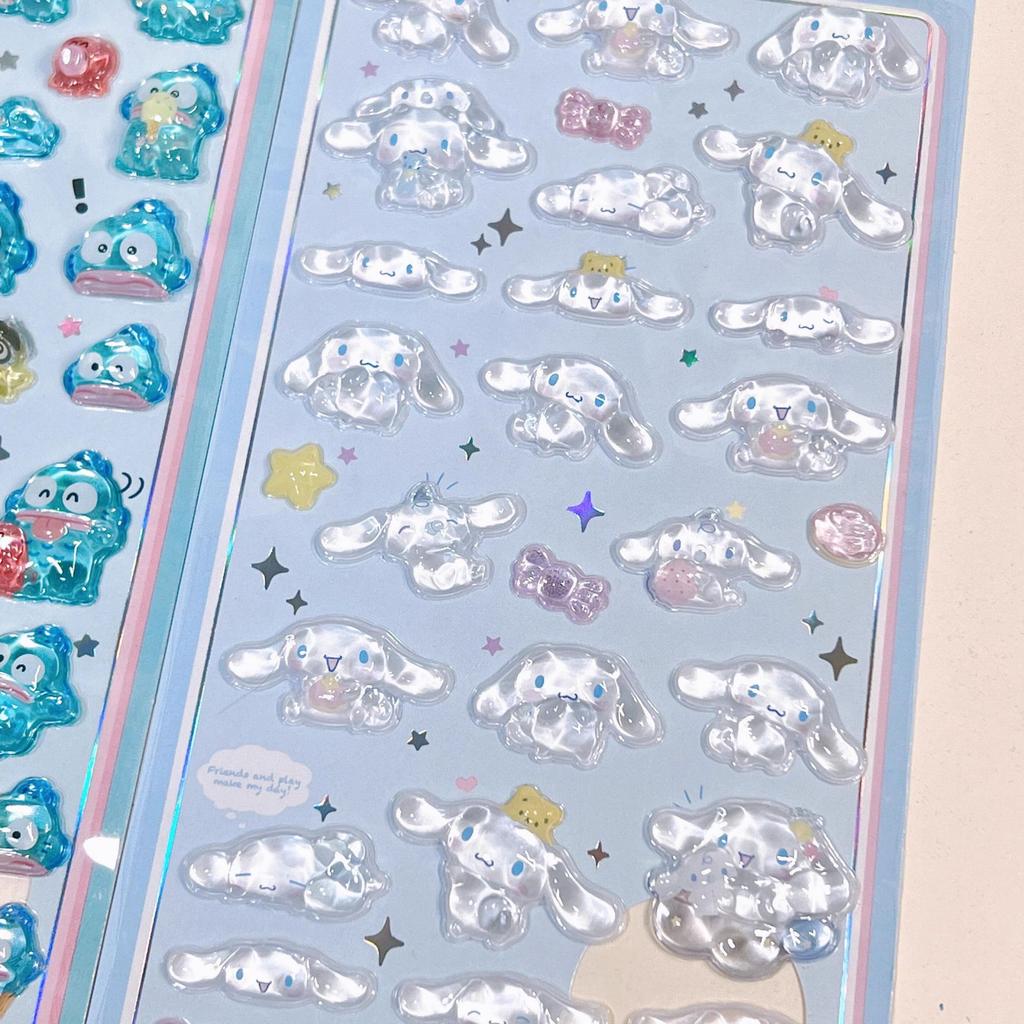 Hello Kitty 3D Stickers Anime Student Cinnamoroll Melody Cartoon Phone Relief Stickers Furniture Decoration Women Accessories