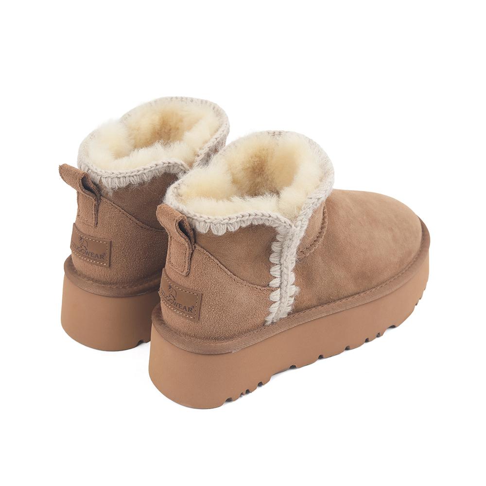 Oz Ugg Wear Adult Eskimo Platform Mini Boots Brown