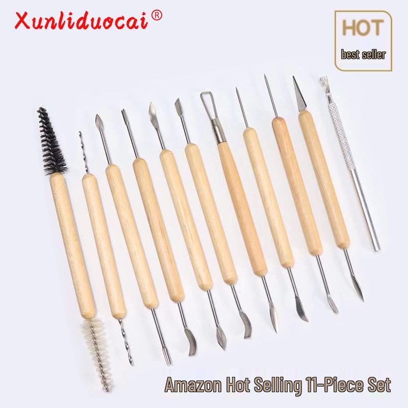

11-Piece Polymer Clay Sculpting Tool Set with Laser Cutter for DIY Pottery & Carving