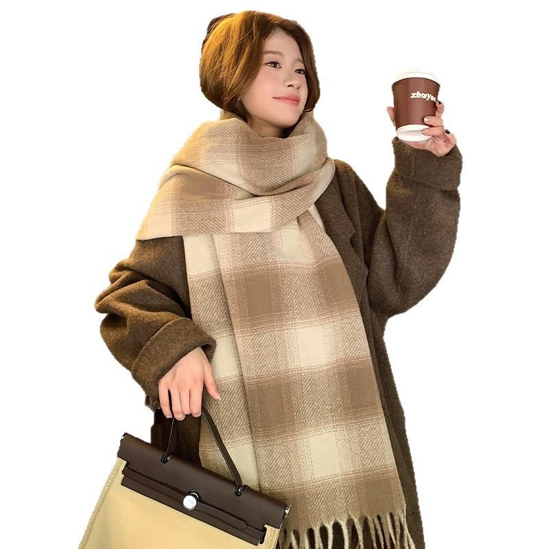 Schal Winter Damen neu Herbst und Winter Atmosphäre College-Stil Damen fortgeschrittener Sinn vielseitiger Karoschal