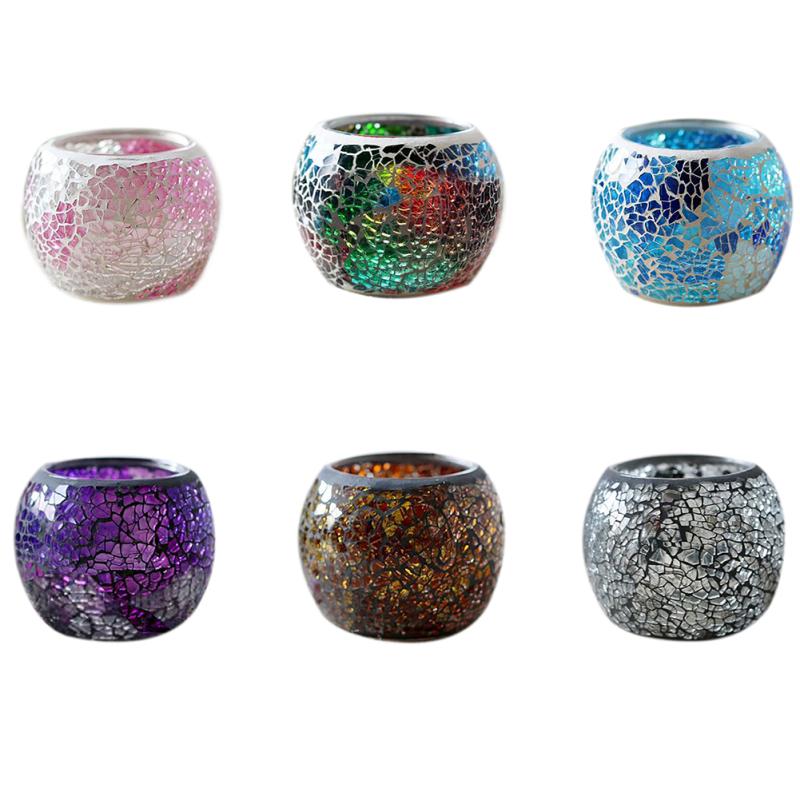 Mosaic Glass Candlestick Wishing Candle Tea Light Holder Dinner Wedding Tabletop Decoration