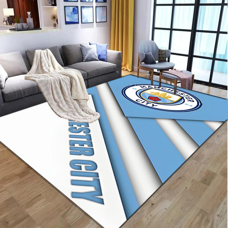 Manchester City FC Pattern Rug, Indoor/Outdoor Mat, for Picnic, Gameroom, Bedroom, Office, Living Room, Home Decor Carpet, Birthday Gift