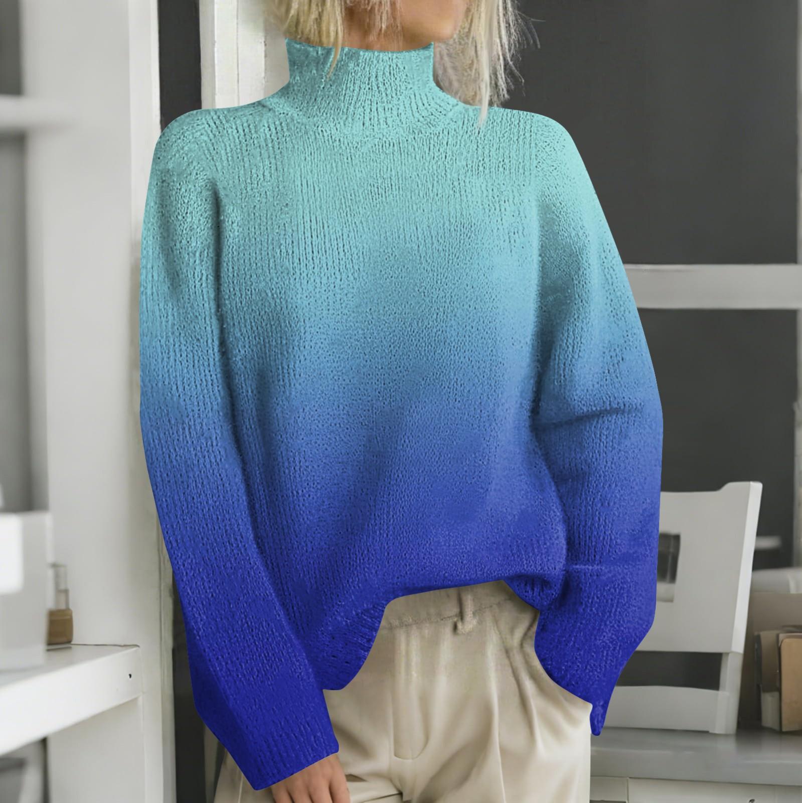 

Рождественские толстовки для женщин Вязаный свитер Милая рубашка Осенняя водолазка Пуловер Топы XXXL синий