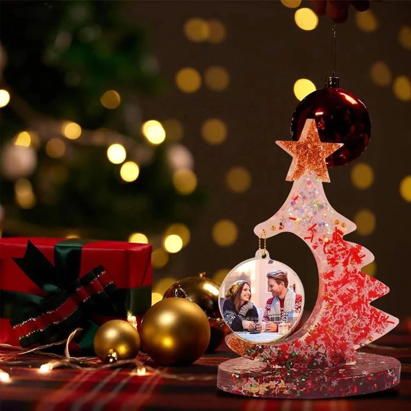 A Top Quality DIY Christmas Tree Photo Frame Silicone Mould Crystal Epoxy Craft Casting Mould Handmade Home Decoration Christmas