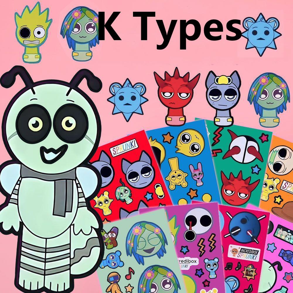 8Pcs Cartoon Sprunkie Stickers Make Your Own Sprunkie Sticker Make A Face Stickers For Kids Diy Stickers Party Supplies Crafts