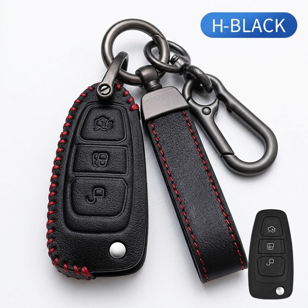 Leather Car Key Case Cover For Ford Focus Fiesta Kuga Mondeo C-Max S-Max Galaxy EcoSport Transit Remote Fob Protector Key Bag