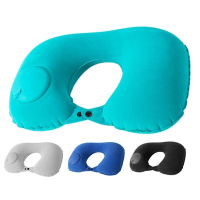 Portable U-Shaped Airplane Pillow Press Inflation Car Neck Pillow Inflatable Auto Travel Pillow Vehicle Supplies