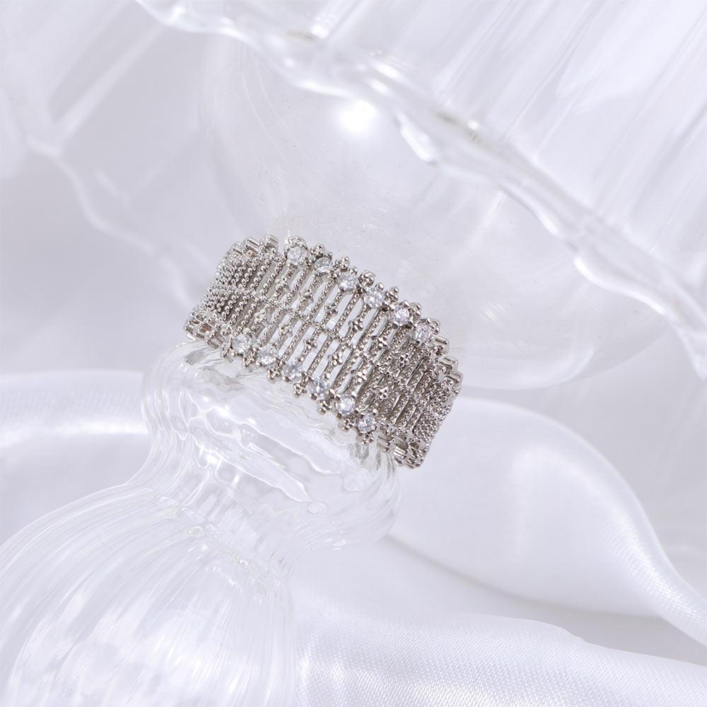 Width Geometry Hip-hop Female Finger Ring Korean Style Ring Rhinestone Ring Opening Adjustable Ring