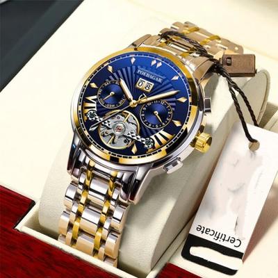Top Brand Waterproof Multifunctional Men's Automatic Mechanical Watch Hollow Luminous Watch Men's Fine Steel Band Aggressive Men's Watch