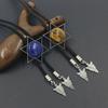 Elegant Bolo Tie with Stone Pendant Carved Necktie Western Necklace Cool Bolo Tie Western Cowboy Costume