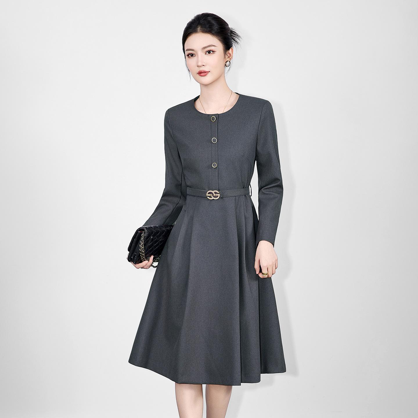 

Nanyou Elegant Waist-Cinched Slimming Dress - Autumn/Winter Collection XL сірий колір
