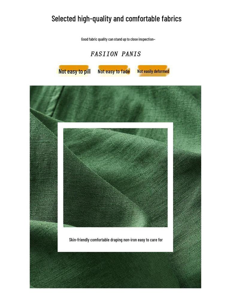 Tencel Linen Women's 2026 Summer Loose Wide-Leg Nine-Point Pants