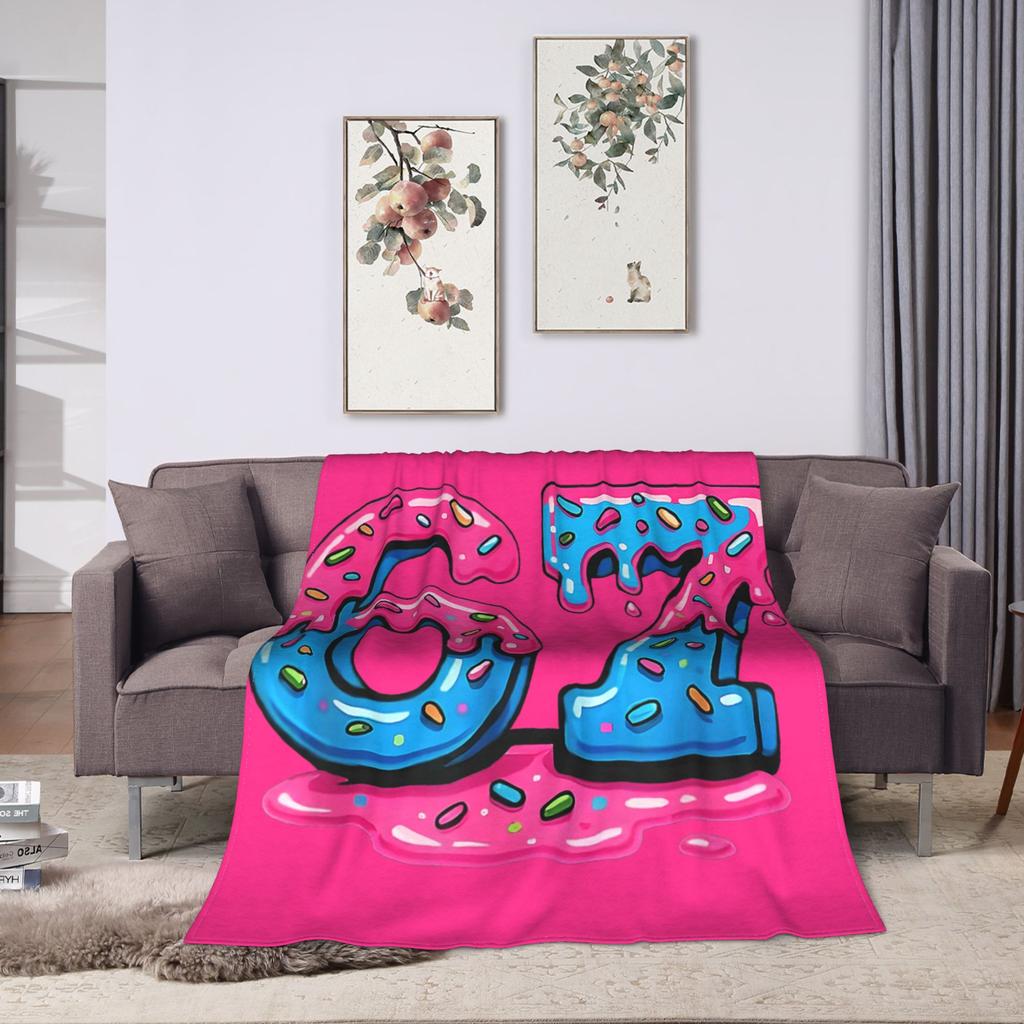 Super Soft Blanket Decorative Funny 67 Six Seven Meme Ice Cream Throw Blanket  Flannel Bedspread For Couch Chair Sofa Bed Cover