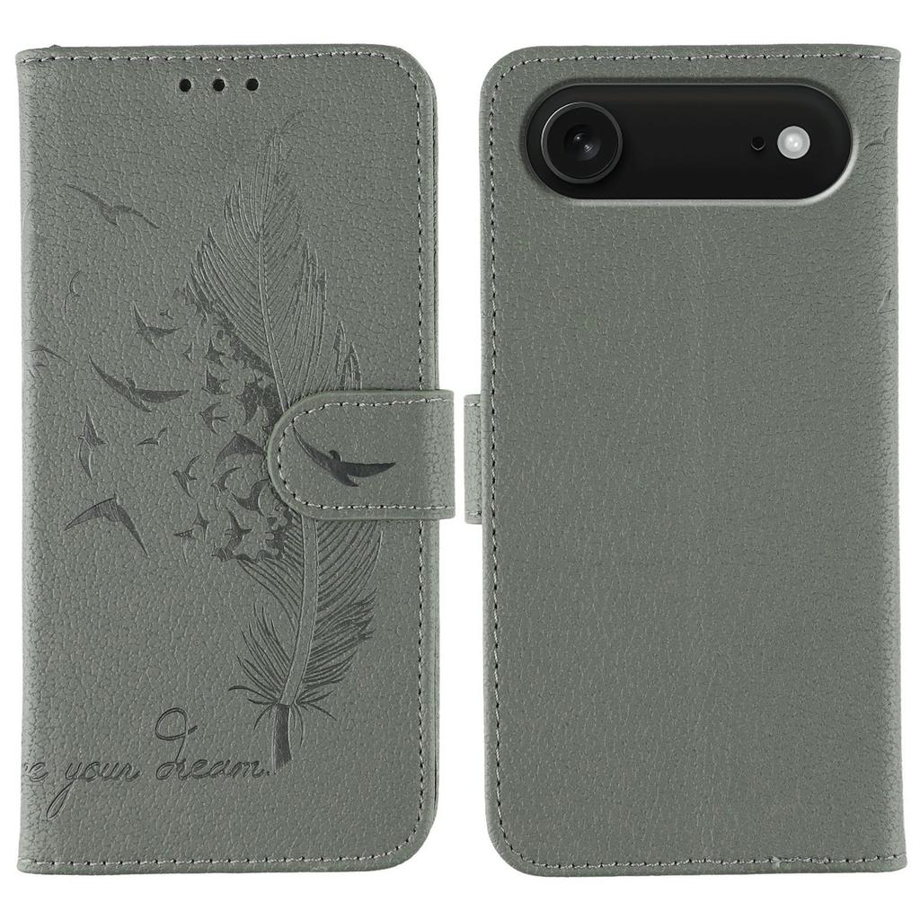 For iPhone 17 Air Case Feather Imprint PU Leather Wallet Phone Cover