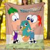 Customizable Phineas and Ferb Throw Blanket – Personalized Name, All-Season Cozy Snug Blanket, Machine Washable, Personalized Blanket