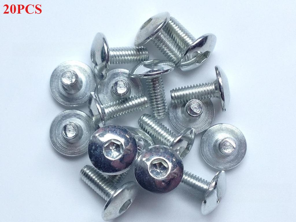 10-20pcs Big Flat Round Head Inner Hexagon Screw Bolt M6 6mm M6X16 Dark Silver for Motorcycle Scooter ATV Moped Plastic Cover