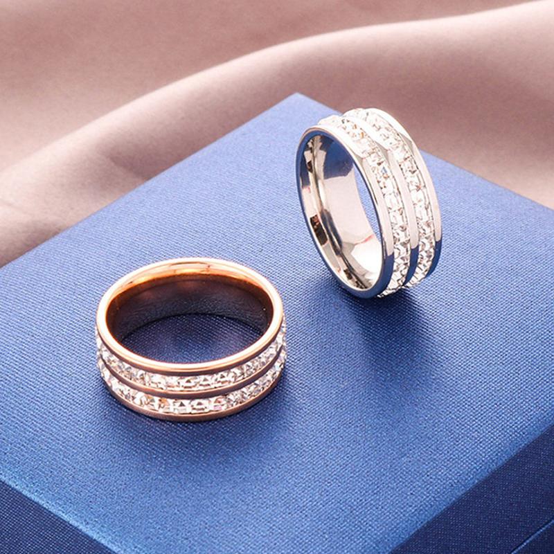 Gypsophila Titanium Steel Finger Rings Niche Design With Full Diamond Rings Gift For Couples Friends