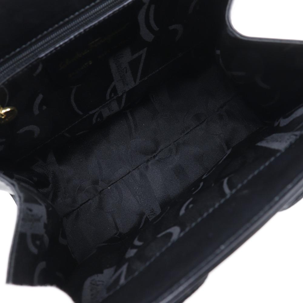 Salvatore Ferragamo Vara Ribbon Handbag 2WAYShoulder Black Leather Women Used