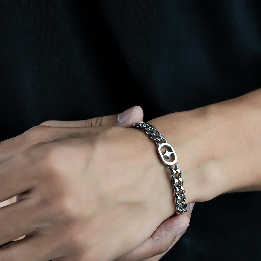 Retro Star Cuban Link Chain Bracelet For Men Stainless Steel Punk Gothic Hiphop Accessories Designer Unisex Trendy Gift