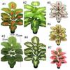 18 Leaves Artificial Tropical Taro Leaf Lifelike Green Taro Leaves  Office Desktop Decoration