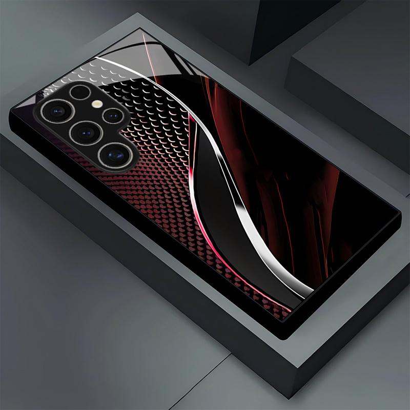 Creative line texture glass phone case suitable for Samsung Galaxy S26 S25 S24 S23 S22 S20 FE Ultra Plus anti drop back cover