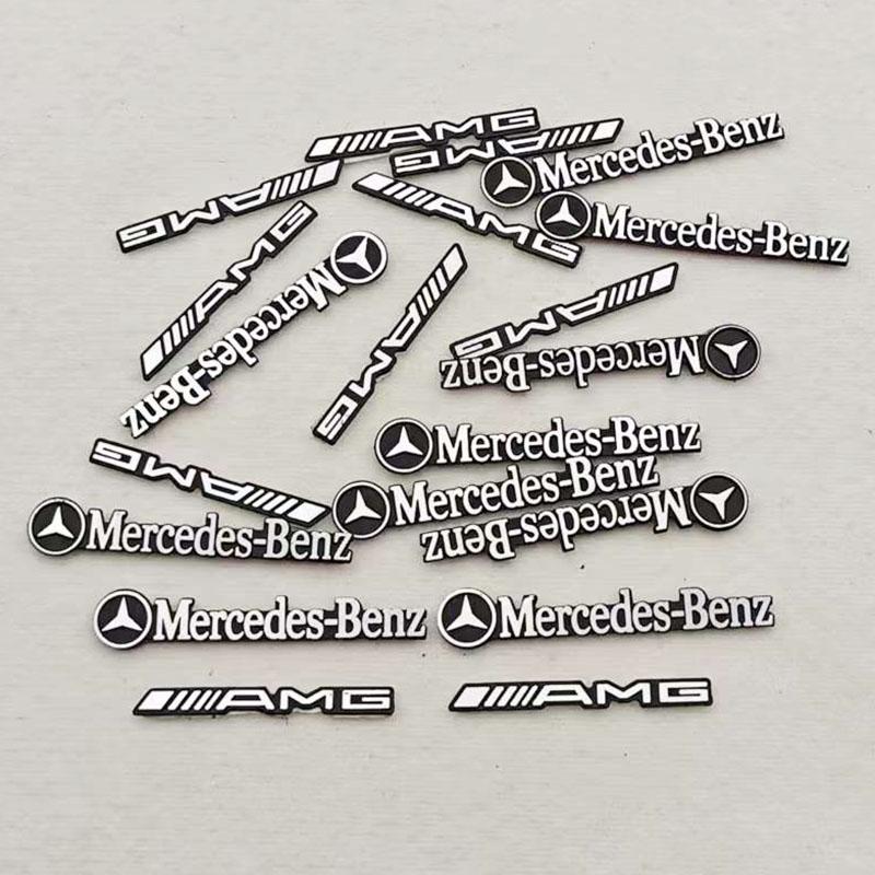 2/4/10pcs ABS Car Audio Decoration Sticker Logo Mercedes Benz And AMG Auto Badge Decal For Mercedes Benz AMG Car Accessories
