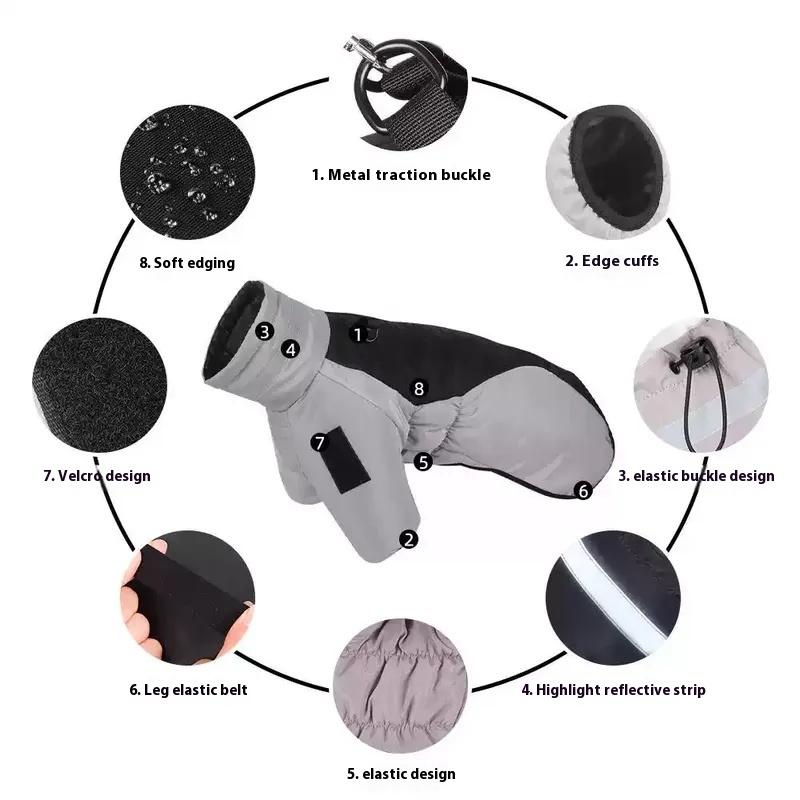 Wintermantel für große Hunde, wasserdicht, für Haustiere, Jacke, Mantel für Labrador, Collie, Golden Retriever, Weste, Overall, winddicht