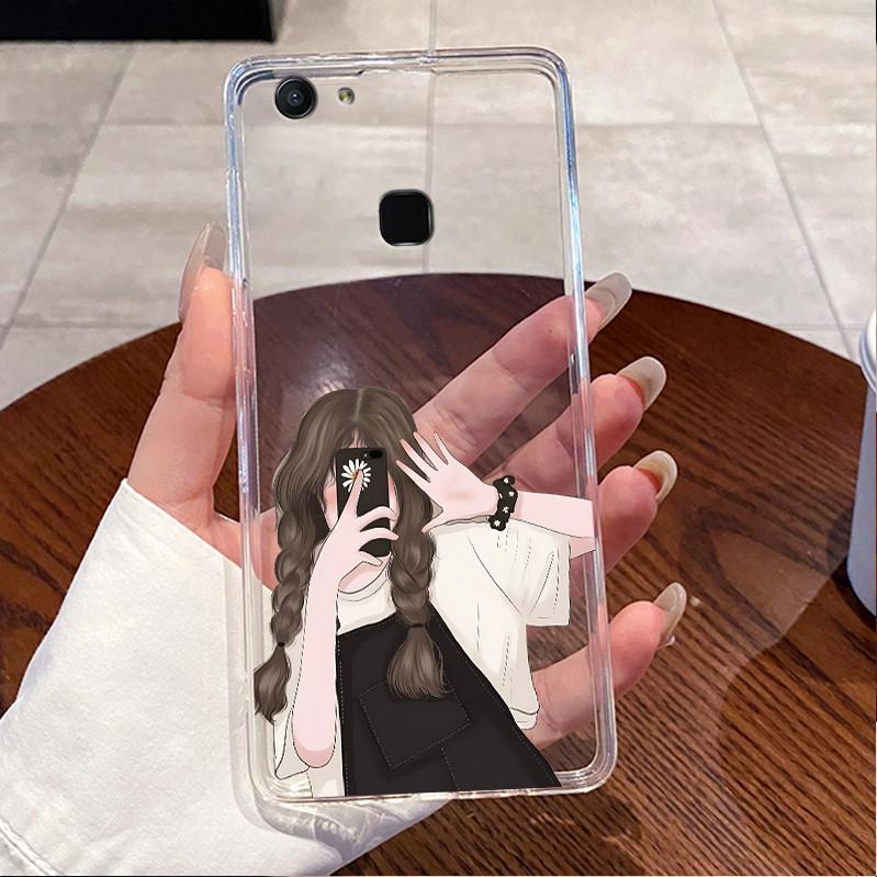 Case For Vivo V7+ V7 V 7 Plus 1716 1718 Casing Clear Back Cover Luxury Cute Love Heart Rabbit Funny TPU Soft Silicone Phone Case