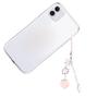 Cute Peach Phone Charm Stylish Keychain Pendant Bowknot Flower Beaded Keyring Personalized Accessory for Women and Girls