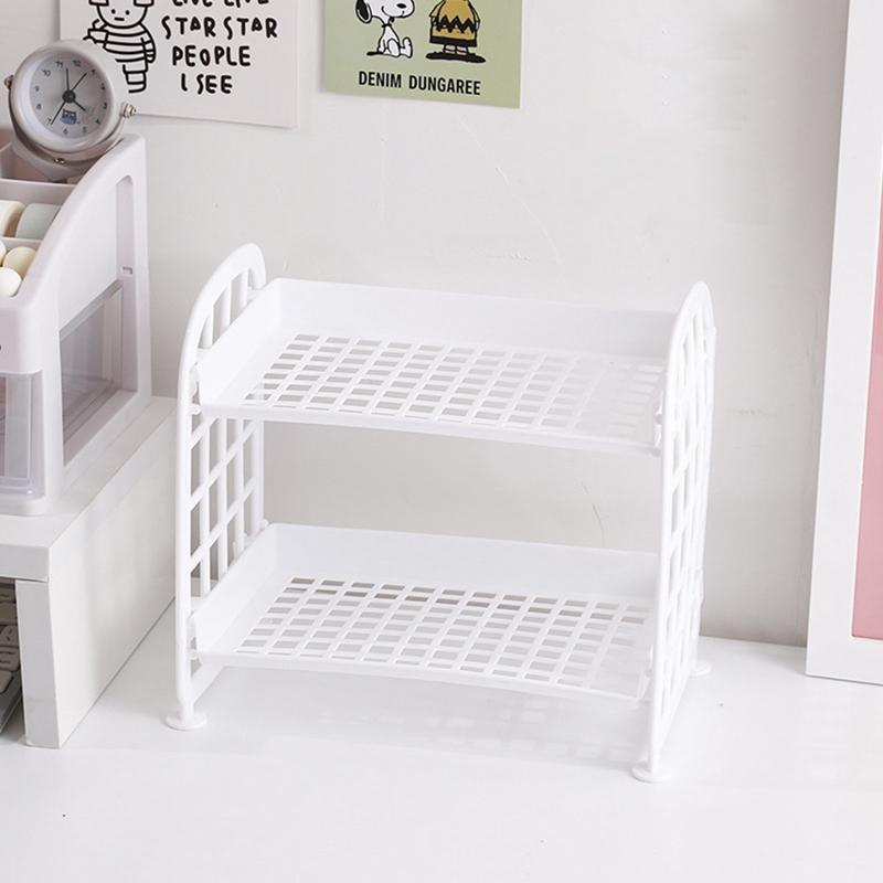 

Двухъярусная настольная полка, складная стойка для хранения туалетных принадлежностей, органайзер для компьютерных принадлежностей для девочек, полка для хранения в общежитии, стеллаж для всякой всячины