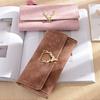 2024 New Fashion Deer Head Women's Long Wallet Trendy Cool PU Matte 3 Fold Billfold Multi Card Female Clutch Money Bag Change Pocket Girl Holiay Gifts