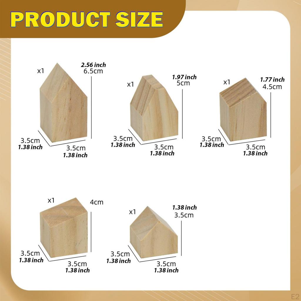 Puste Mini Dom Drewniane Kształty Rzemieślnicze Kostki do Malowania Niedokończony Blok