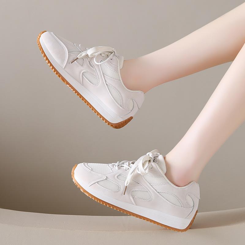 Herbst neue Kinder Sportschuhe mit dicker Sohle und Schnürung, Freizeitschuhe mit flacher Sohle, Retro, Mesh, atmungsaktiv, Damenschuhe