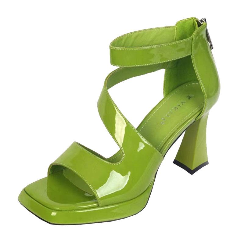 fashion 2024 Fashion Square Head Open Toe Sexy High Heels Thick Heel Women's Banquet Shoes Zapatillas Mujer Elegant Dress High Heels