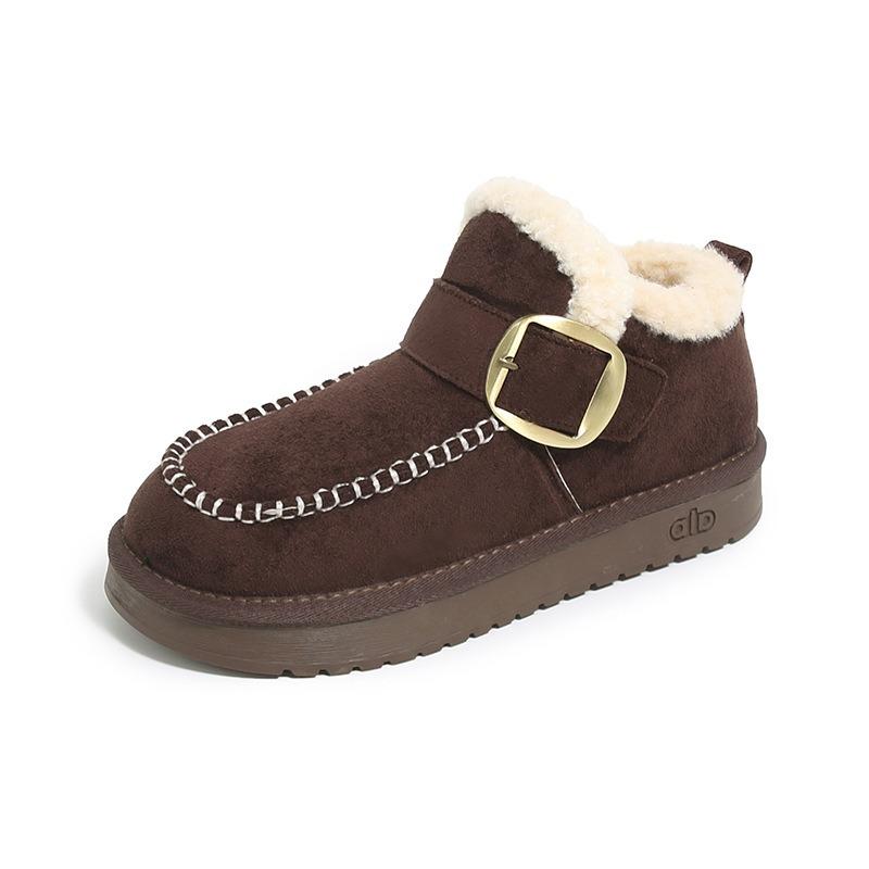 

Flat-bottomed snow boots women s new winter casual one-pedal velvet warm high-top 40 верблюд