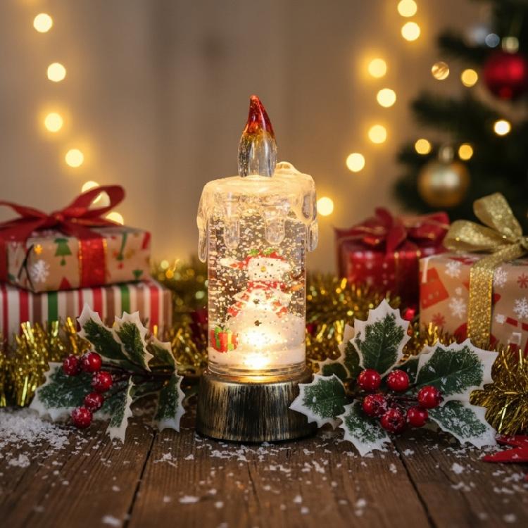 Christmas Decorations Glitter Water Globe Christmas Snow Globes Candle Shape Snowglobes Table Ornament Home Decors