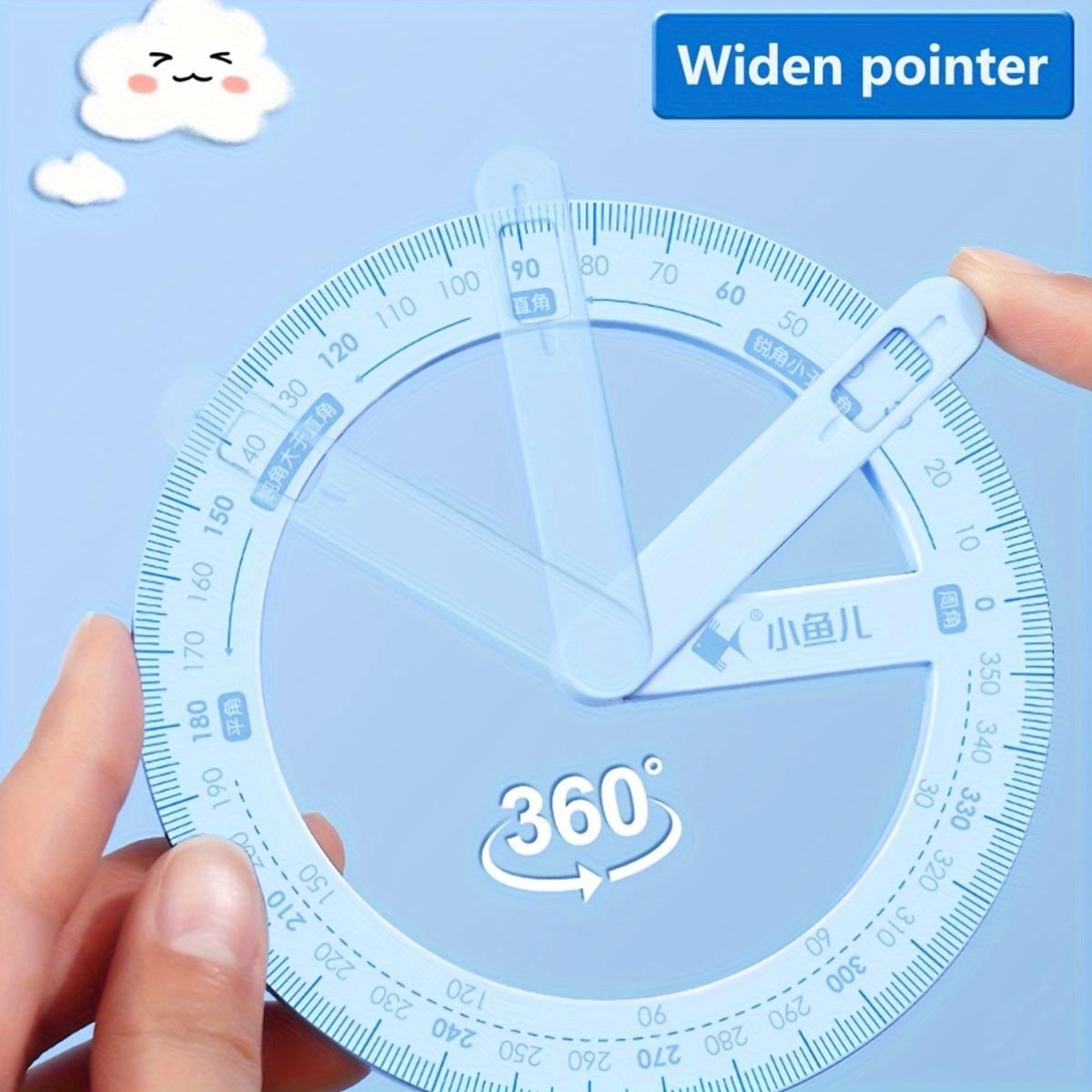 

360-Degree Movable Angle Measuring Ruler - Multifunctional Math Demonstrator with Protractor, Right & Obtuse Angles, Clear PP Material синий