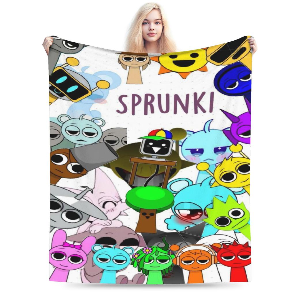 Incrediboxs Sprunkis Blankets Velvet Printed   Multifunction Lightweight Throw Blanket for Sofa Office Quilt