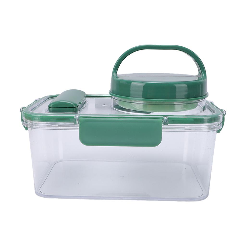 Rectangular Salad Bowl with 4 Condiment Containers Large Capacity Transparent Food Grade Portable Salad Bowl with Fork
