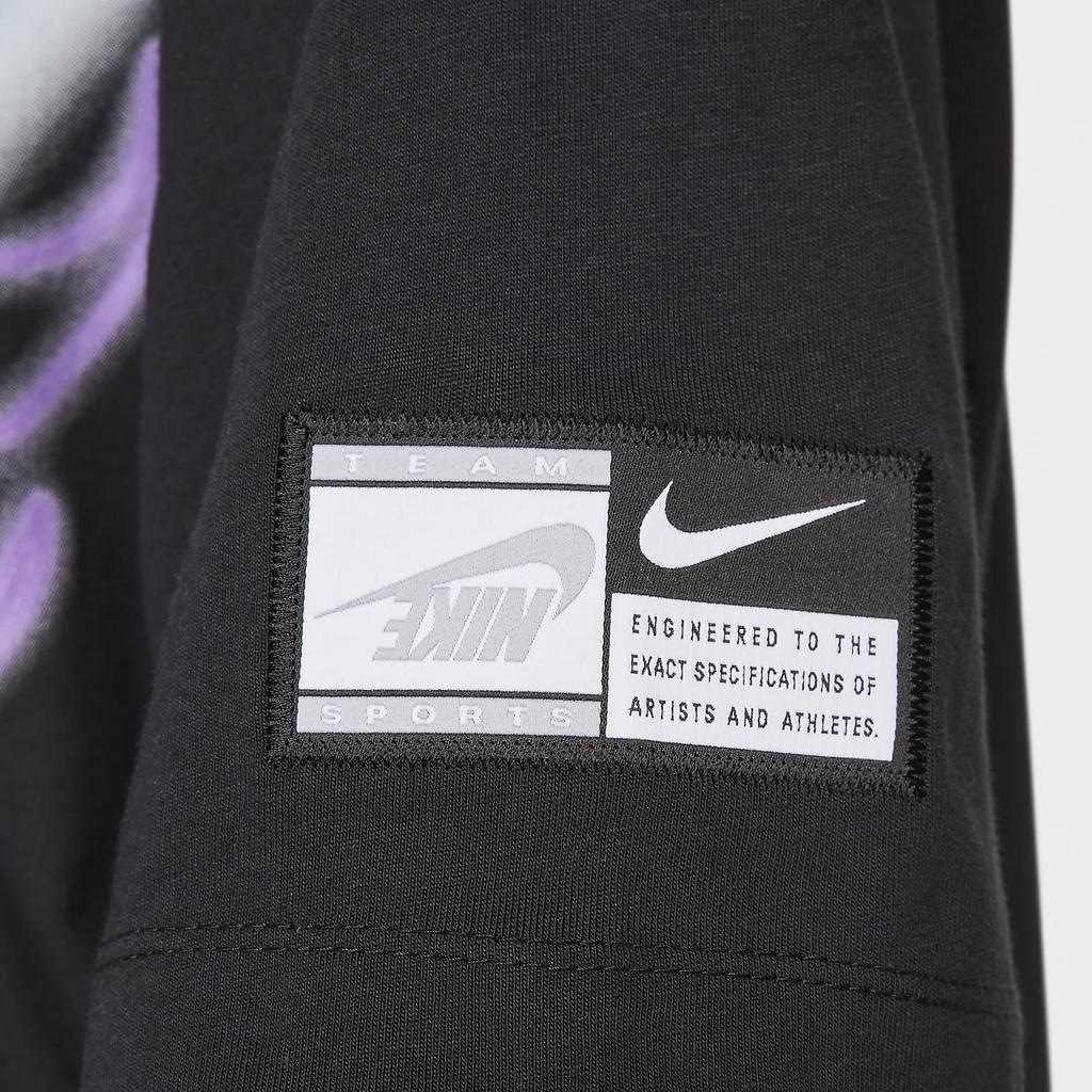 Nike Letter Oversized Round Neck Short Sleeve T-Shirt Women tops Black FZ1147-010