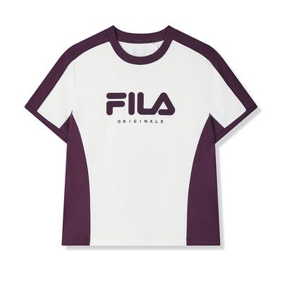 Color Block Fashion Versatile Knit Short Sleeve Regular T-Shirt Women Tops Cloud-Mushroom-White F11W519101FWT