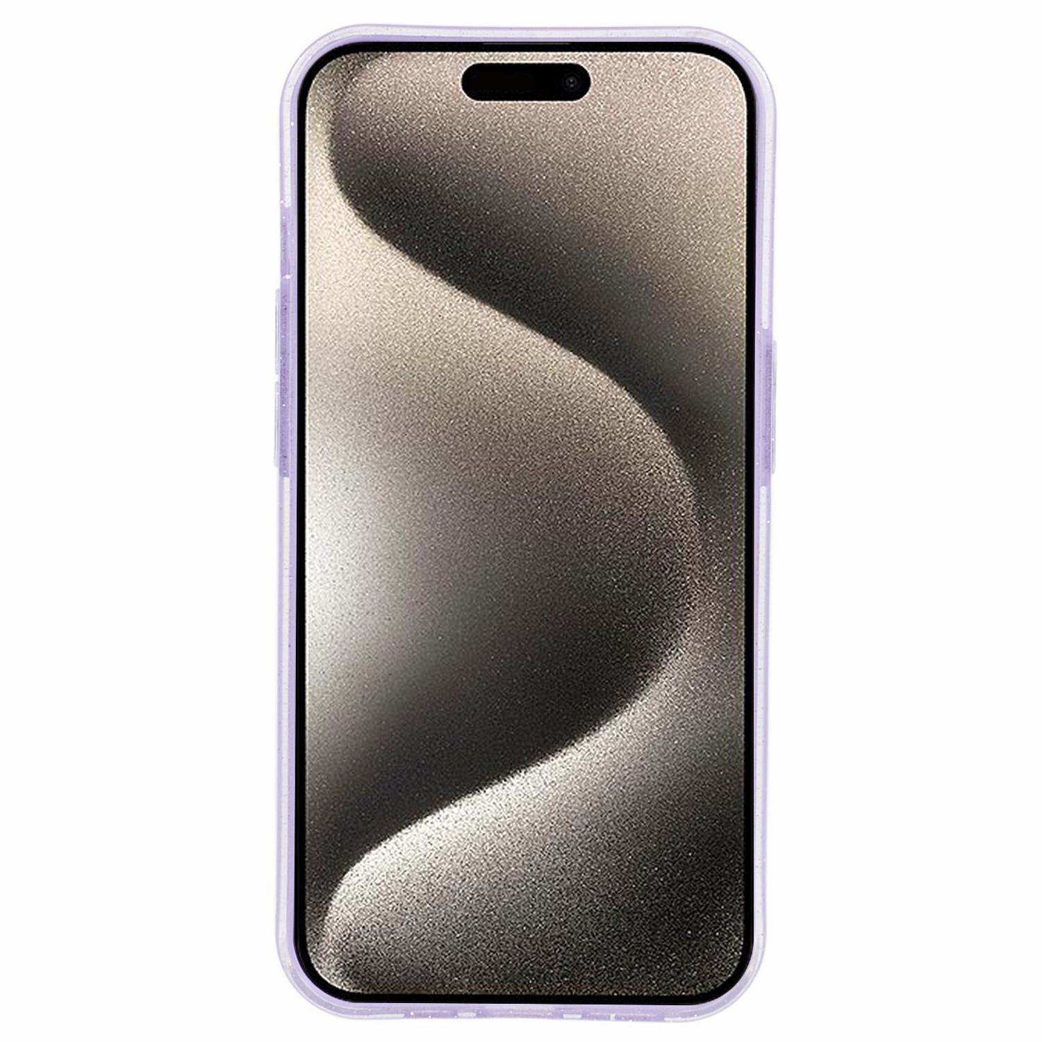 

For iPhone 15 Pro Case Glitter Powder Soft TPU Anti-fall Cellphone Cover Purple
